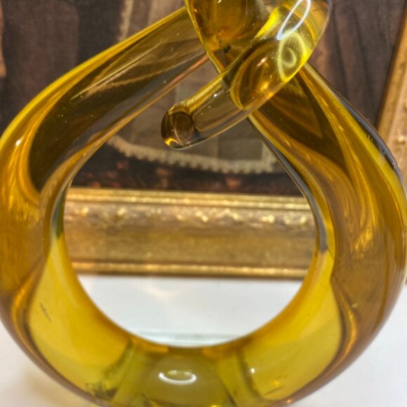 Murano Vintage Amber Art Glass LOVE KNOT Swirl Abstract Sculpture 13” Tall - Picture 3 of 10